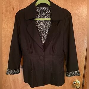 Willi Smith Black Blazer with Patterned Lining size 10